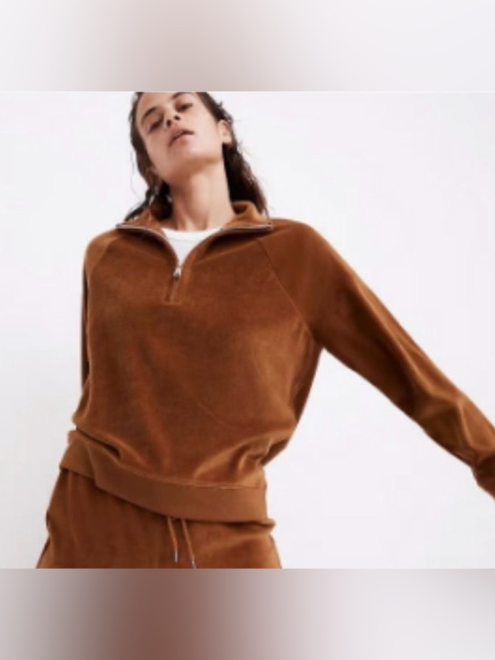MADEWELL MWL Velour Half Zip Pullover sz L - Picture 2 of 7